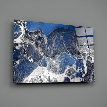 Royal Blue White Ink Glass Wall Art