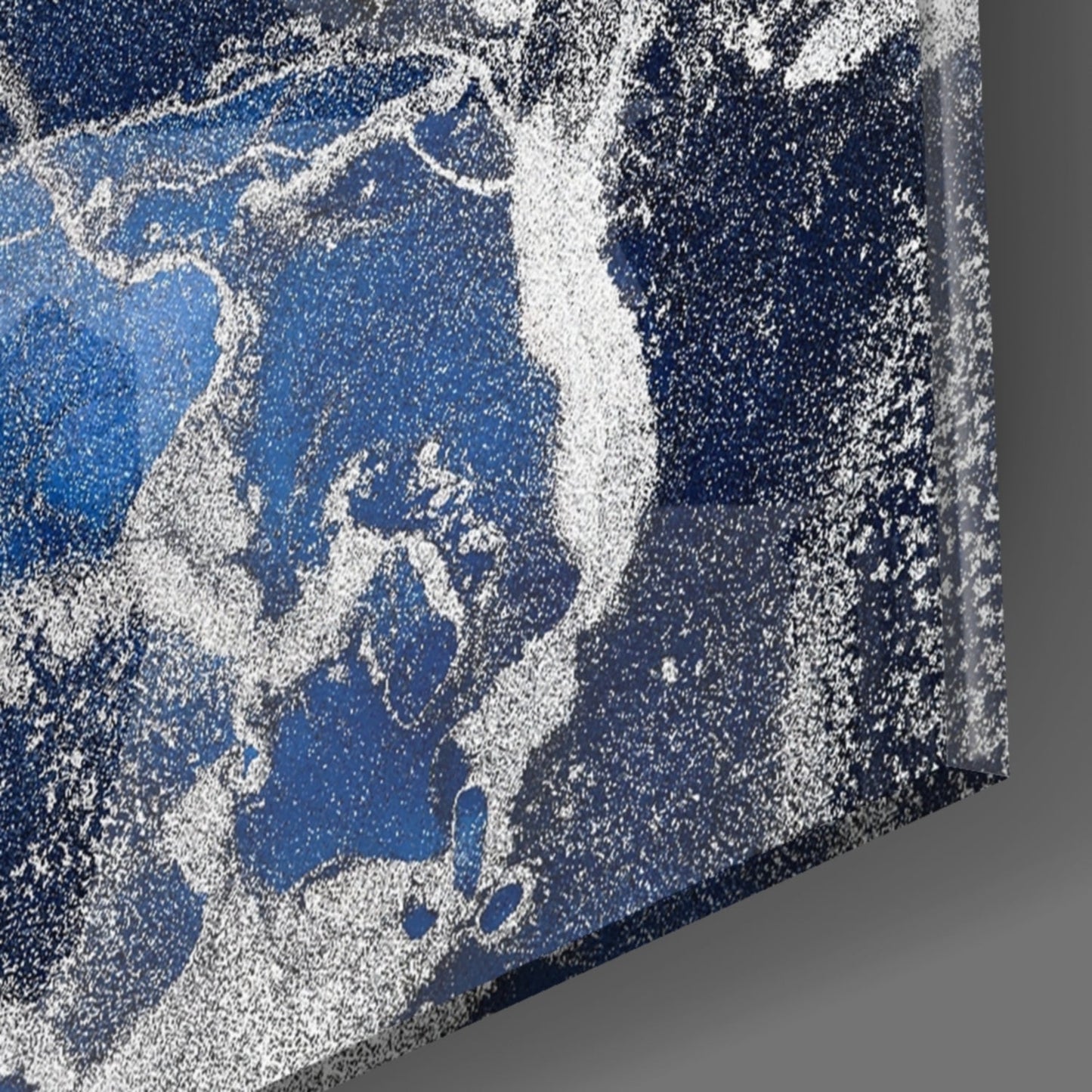 Royal Blue White Ink Glass Wall Art