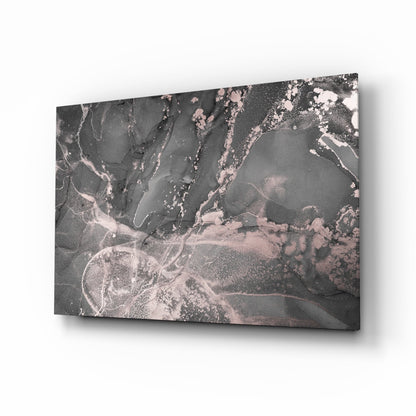 Charcoal Rose Gold Marble Glass Wall Art