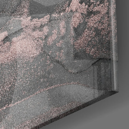 Charcoal Rose Gold Marble Glass Wall Art
