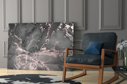 Charcoal Rose Gold Marble Glass Wall Art