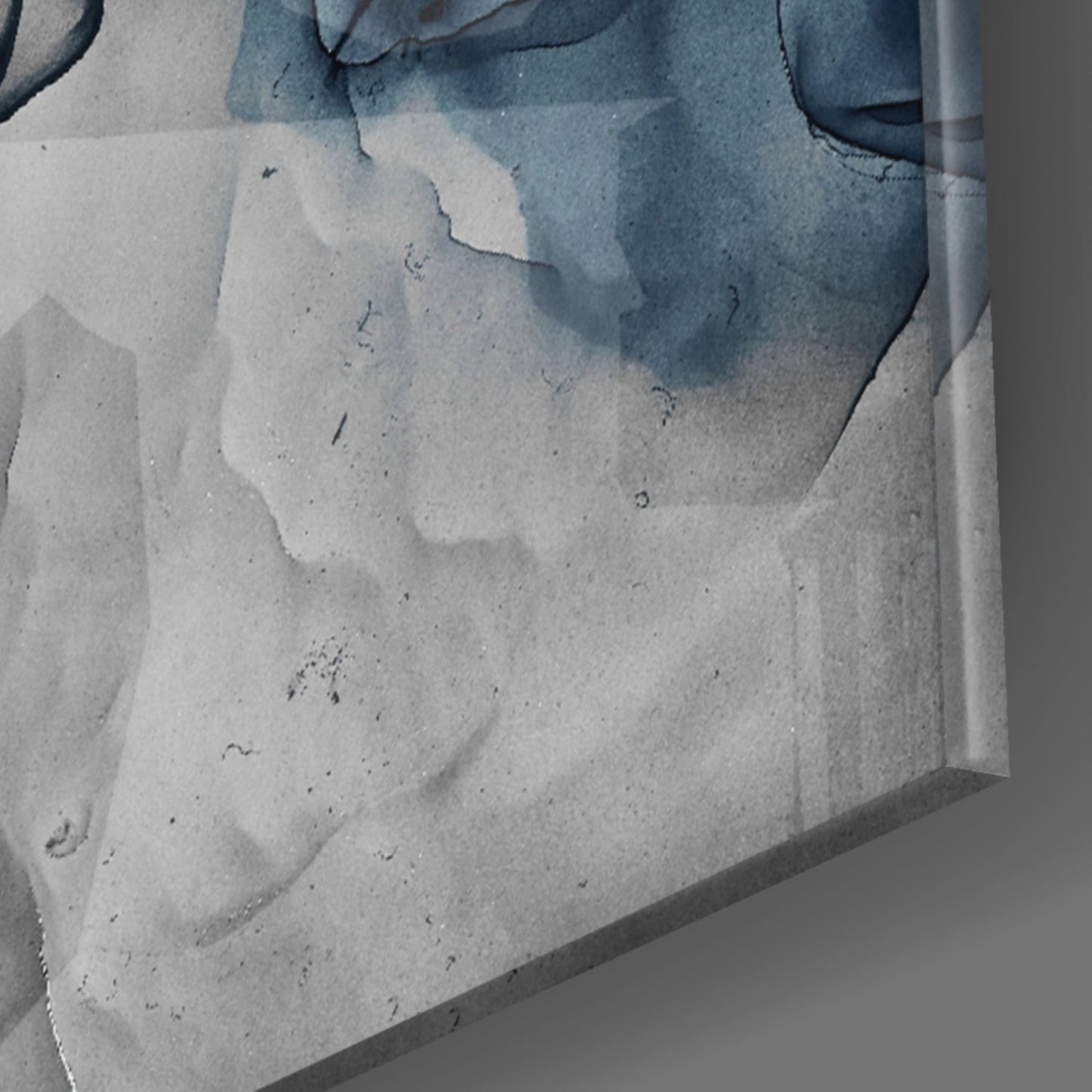 Blue Gray Ink Depth Glass Wall Art