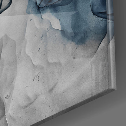 Blue Gray Ink Depth Glass Wall Art