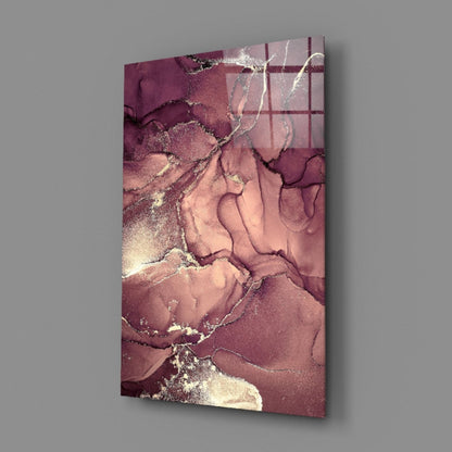 Mauve Pink Gold Veins Glass Wall Art