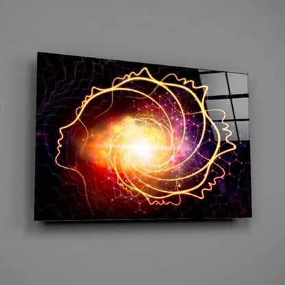 Golden Cosmic Swirl Glass Wall Art