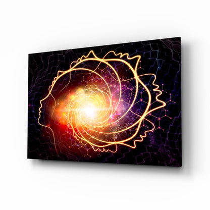 Golden Cosmic Swirl Glass Wall Art