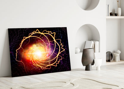 Golden Cosmic Swirl Glass Wall Art
