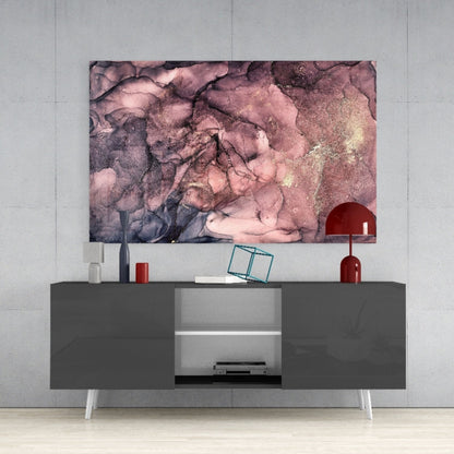 Dusky Mauve Ink Flow Glass Wall Art