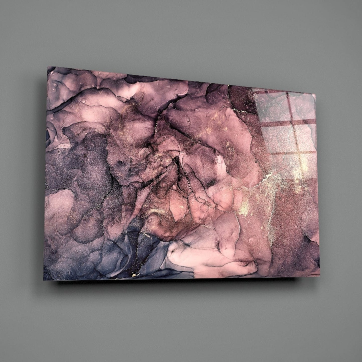 Dusky Mauve Ink Flow Glass Wall Art