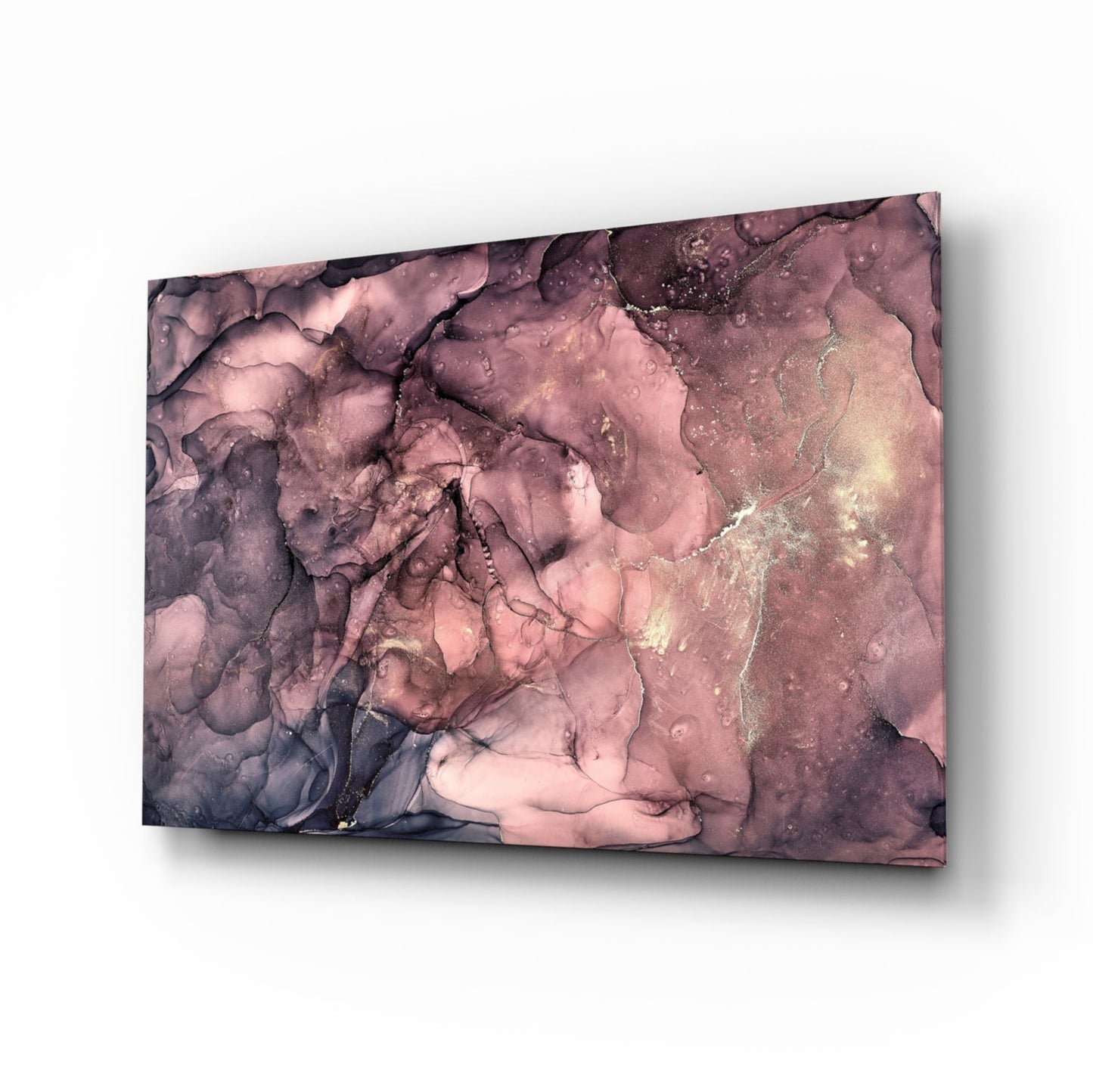 Dusky Mauve Ink Flow Glass Wall Art