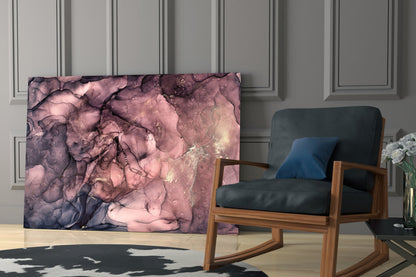 Dusky Mauve Ink Flow Glass Wall Art