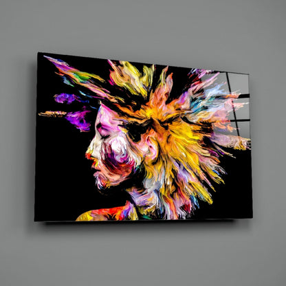 Spiky Color Splash Hair Profile Glass Wall Art