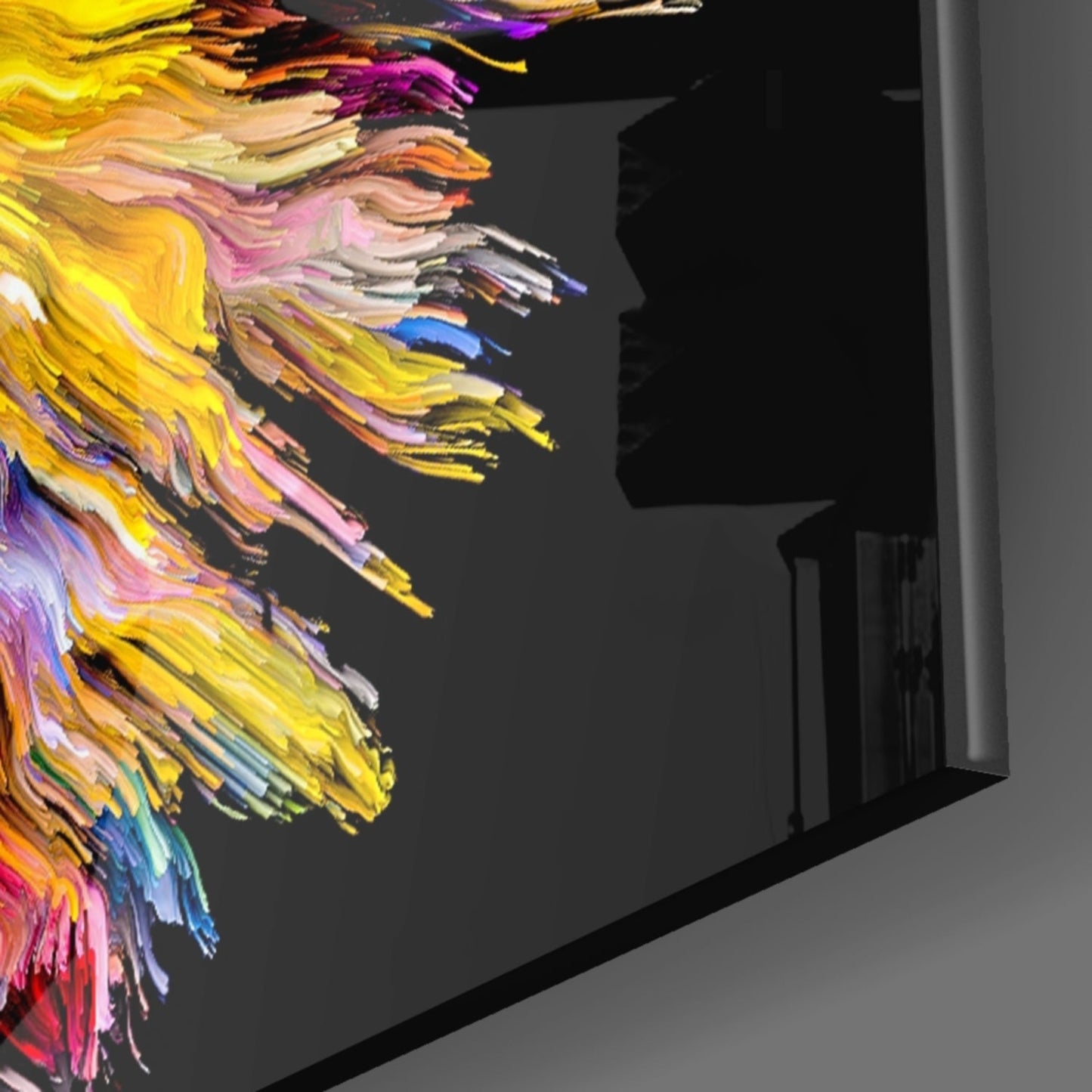 Spiky Color Splash Hair Profile Glass Wall Art