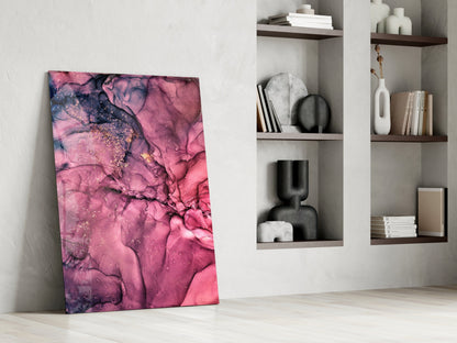 Magenta Pink Ink Bloom Glass Wall Art