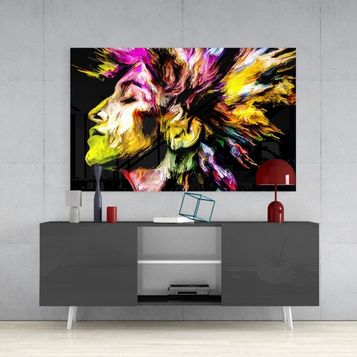 Golden Yellow Paint Mane Profile Glass Wall Art