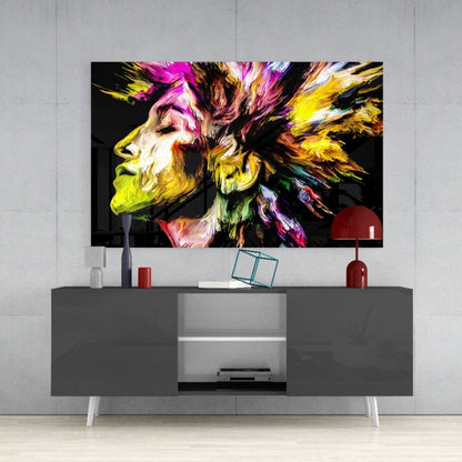 Golden Yellow Paint Mane Profile Glass Wall Art