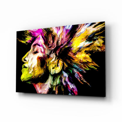 Golden Yellow Paint Mane Profile Glass Wall Art