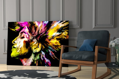 Golden Yellow Paint Mane Profile Glass Wall Art
