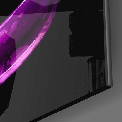 Neon Lit Banana on Black Glass Wall Art