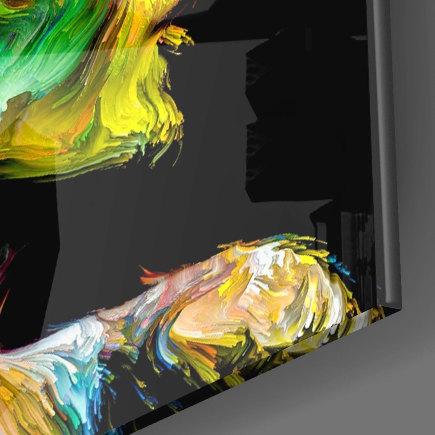 Two Profiles Meeting in Color Burst Glass Wall Art