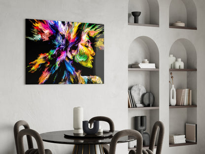 Two Profiles Meeting in Color Burst Glass Wall Art