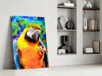 Painted Macaw Colorful Portrait Glass Wall Art