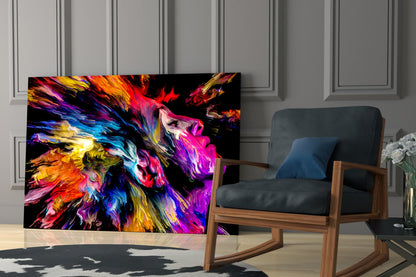 Rainbow Paint Burst Profile Facing Up Glass Wall Art
