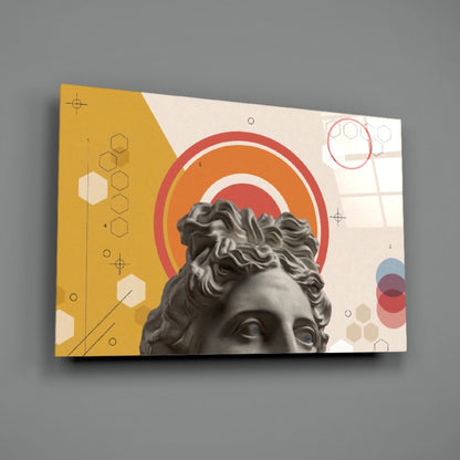 Orange Rings Apollo Bust Glass Wall Art