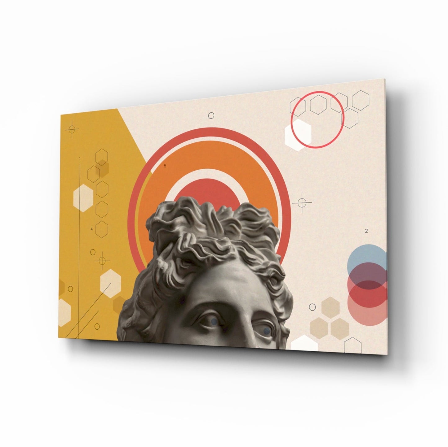 Orange Rings Apollo Bust Glass Wall Art