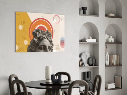 Orange Rings Apollo Bust Glass Wall Art