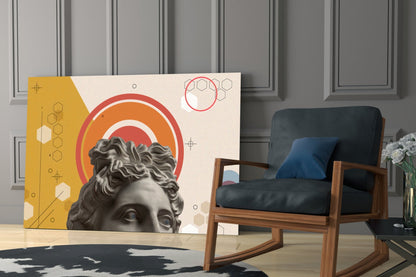 Orange Rings Apollo Bust Glass Wall Art