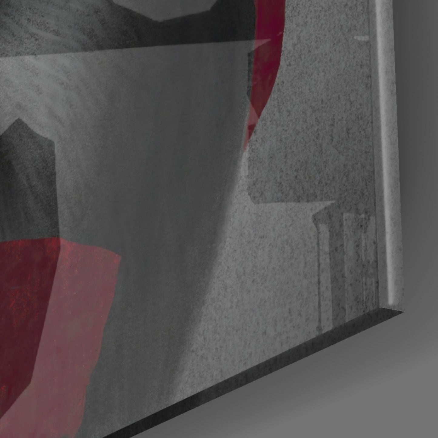 Red Blindfold and Taped Mouth Portrait Glass Wall Art