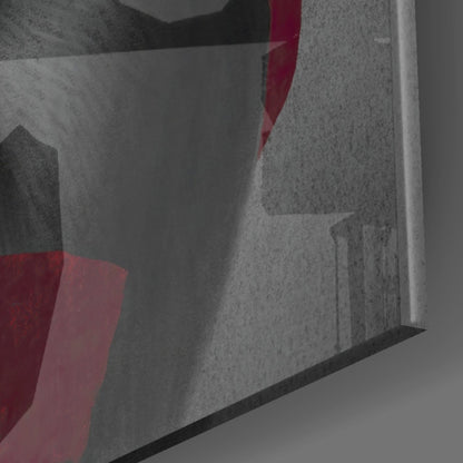 Red Blindfold and Taped Mouth Portrait Glass Wall Art