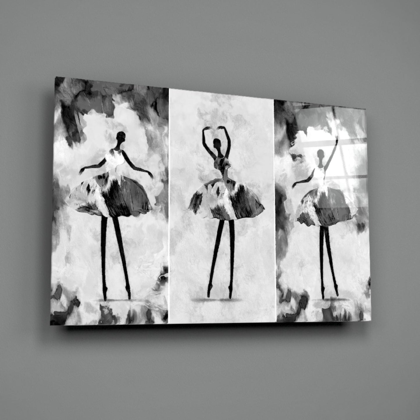 Three Panel Ballerina Sketch Glass Wall Art