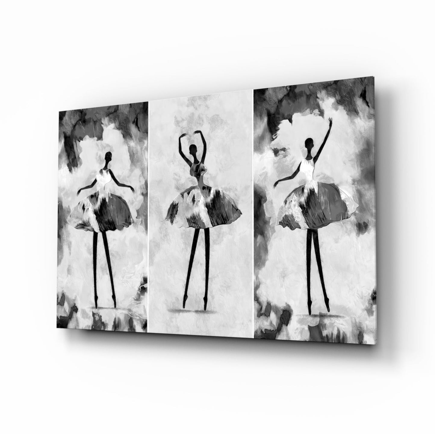 Three Panel Ballerina Sketch Glass Wall Art