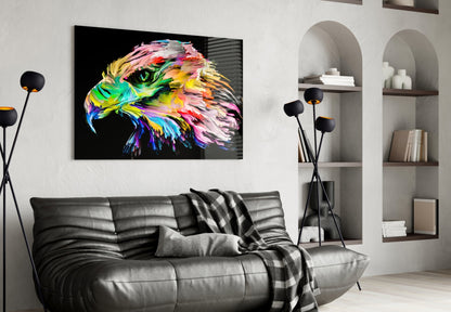 Rainbow Paint Stroke Falcon Glass Wall Art