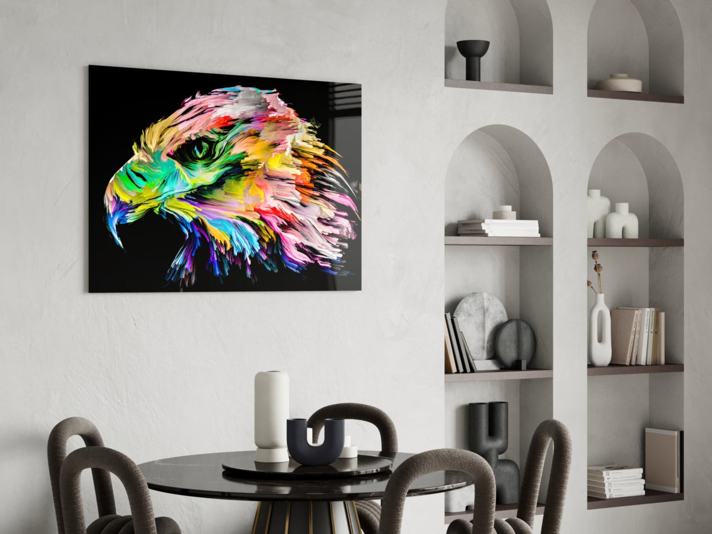 Rainbow Paint Stroke Falcon Glass Wall Art
