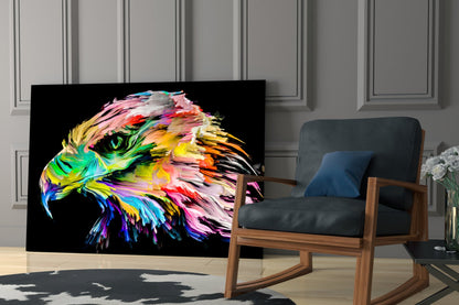 Rainbow Paint Stroke Falcon Glass Wall Art