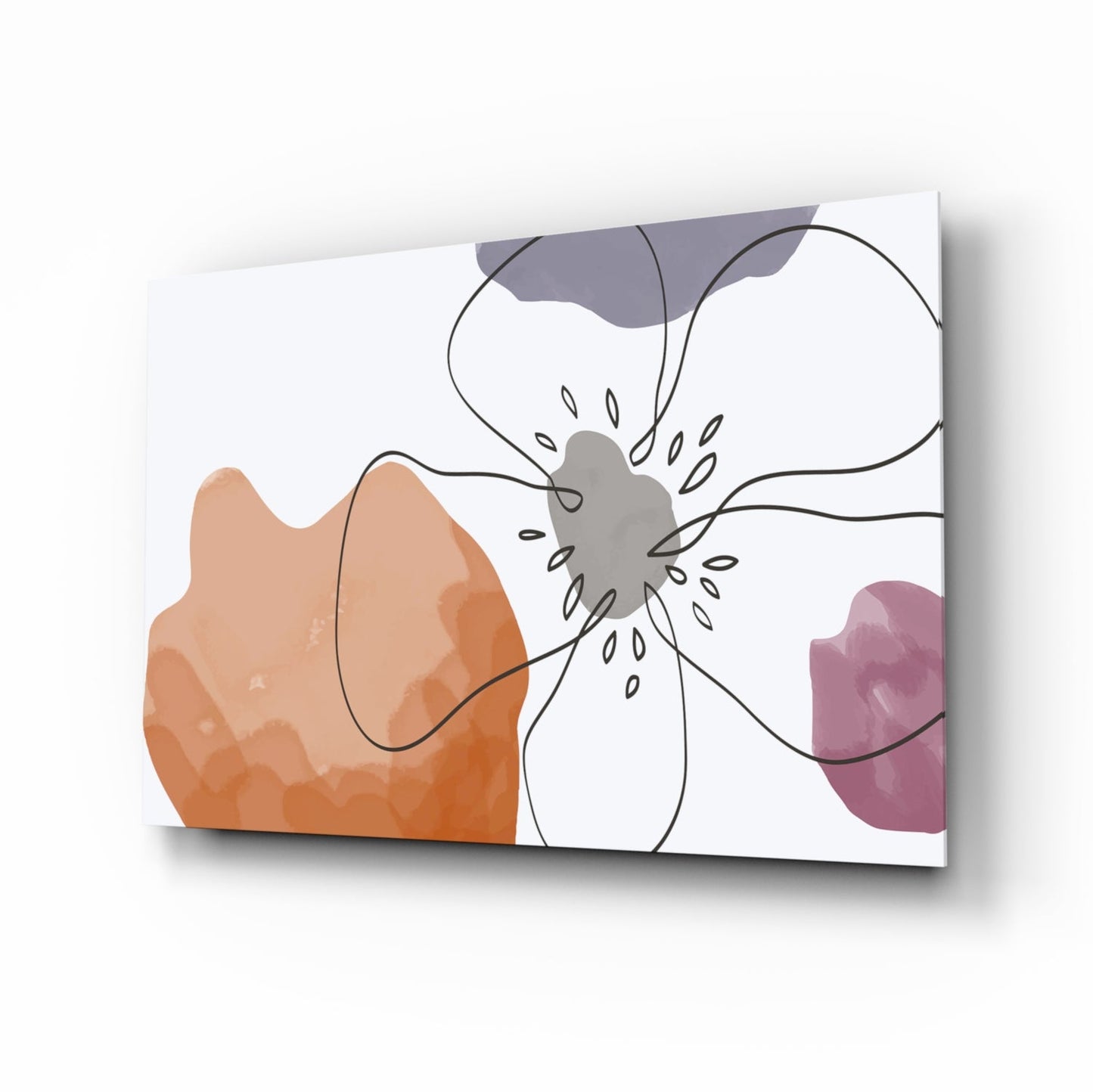 Boho Line Art Flower Glass Wall Art