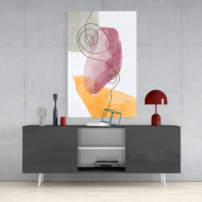 Mauve Orange Spiral Line Glass Wall Art