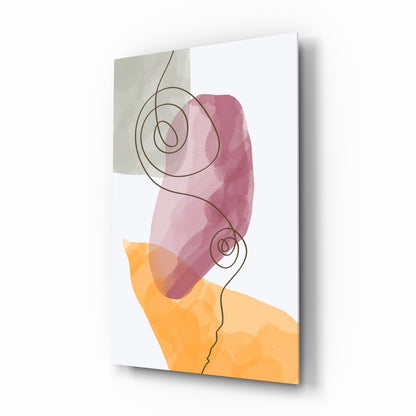 Mauve Orange Spiral Line Glass Wall Art