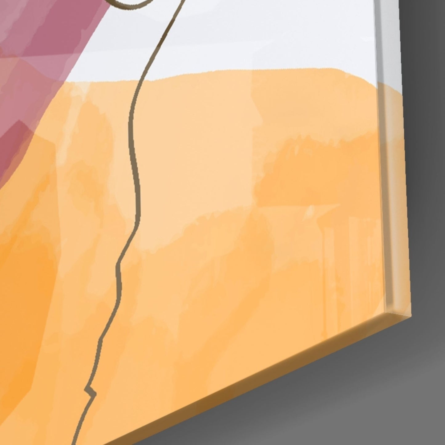 Mauve Orange Spiral Line Glass Wall Art