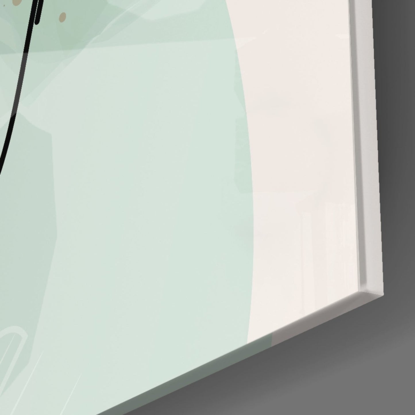 Twin Leaves Sage Green Line Glass Wall Art