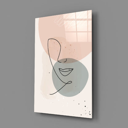 Blush Grey Circle Line Face Glass Wall Art