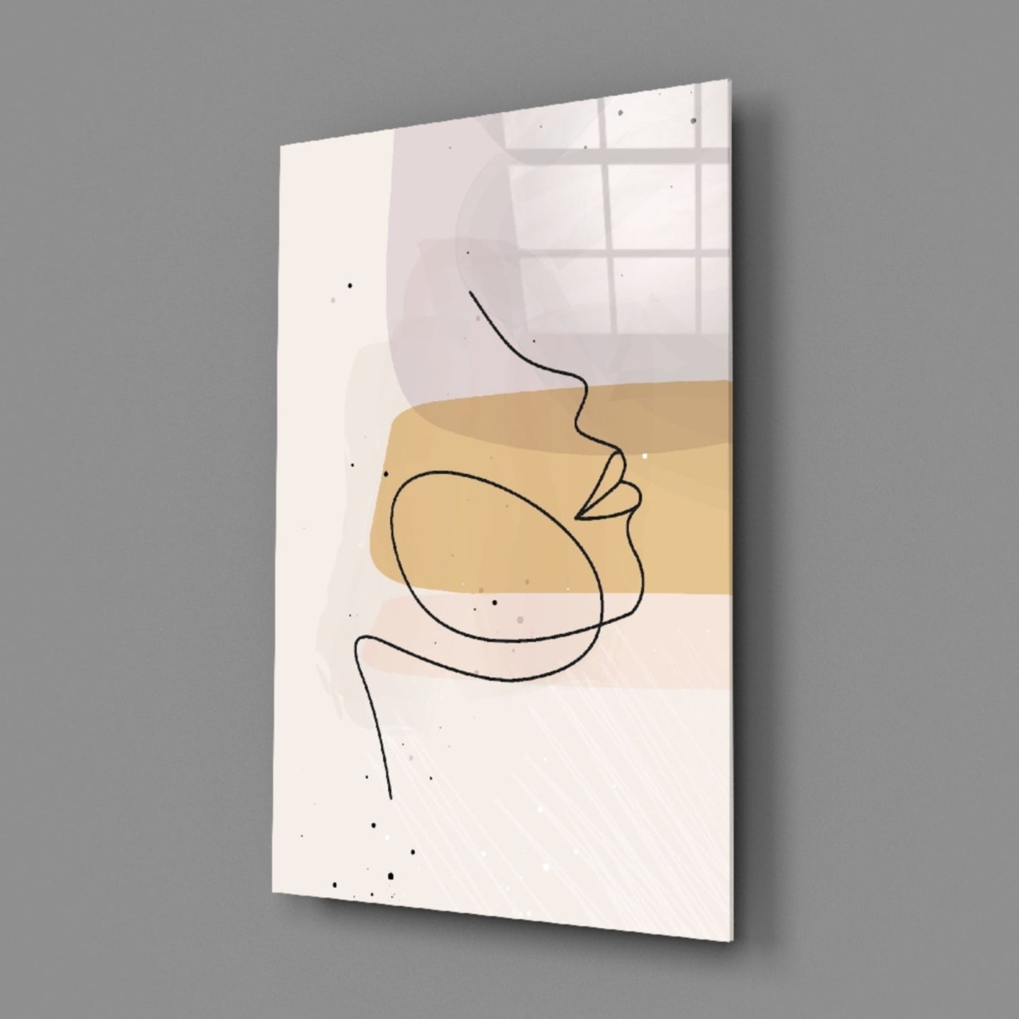 Lavender Gold Line Art Face Glass Wall Art