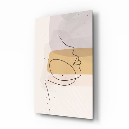 Lavender Gold Line Art Face Glass Wall Art
