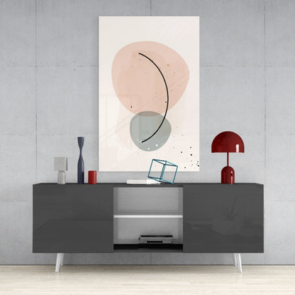 Blush Pink Sage Pebble Curve Glass Wall Art