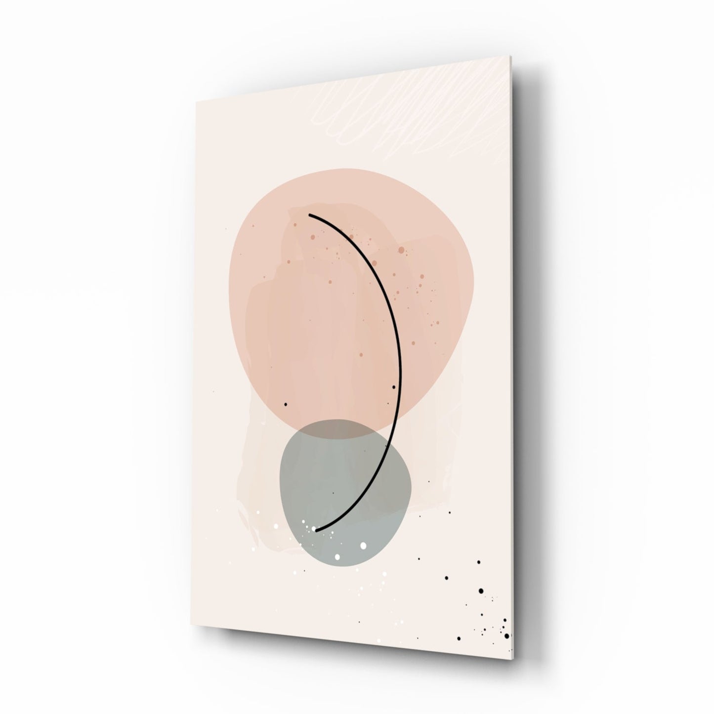 Blush Pink Sage Pebble Curve Glass Wall Art