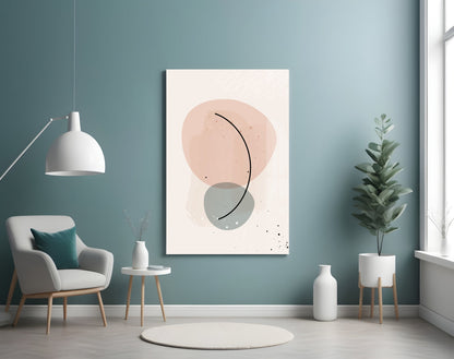 Blush Pink Sage Pebble Curve Glass Wall Art
