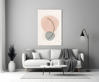 Blush Pink Sage Pebble Curve Glass Wall Art